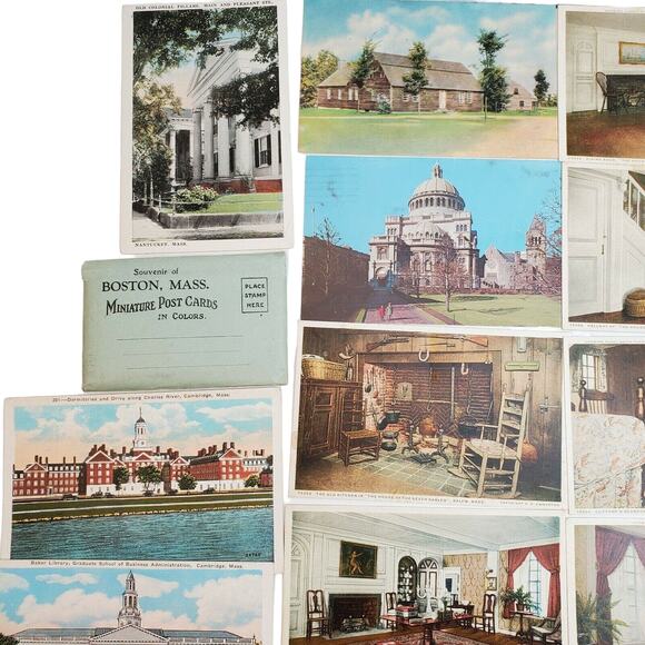 19 Massachusetts Postcards & Souvenir Mini Postcard Pack Color Lot Variety Vtg - Picture 6 of 11